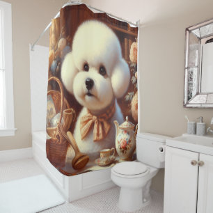 Rideaux De Douche Peinture Retro Bichon Frisé