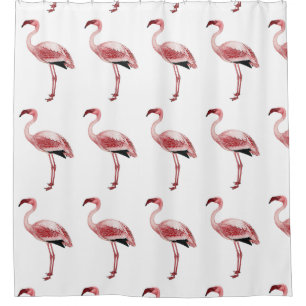 Rideaux De Douche Peinture rose vintage de Flamant rose