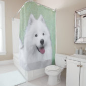 Rideaux De Douche Peinture Samoyed - Cute Original Chien Art (En situation)