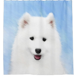 Rideaux De Douche Peinture Samoyed Puppy - Jolie Art Original Chien