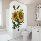 Rideaux De Douche Peinture Tournesol N'importe quel Arrière - plan d (En situation)