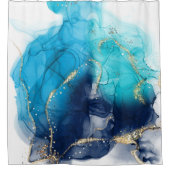 Rideaux De Douche Peinture Turquoise et bleue moderne Abstraite (Devant)