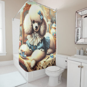 Rideaux De Douche Peinture vintage de caniche
