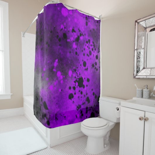 Rideaux De Douche Peinture violette rétro (En situation)