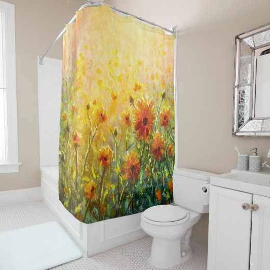 Rideaux De Douche Peintures florales de Monet : Paysage impressionni (En situation)