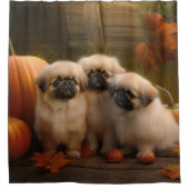 Rideaux De Douche Pekingese Chiot Automne Citrouille délice (Devant)