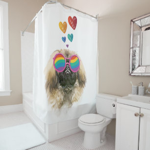 Rideaux De Douche Pekingese Dog with Hearts Saint-Valentin