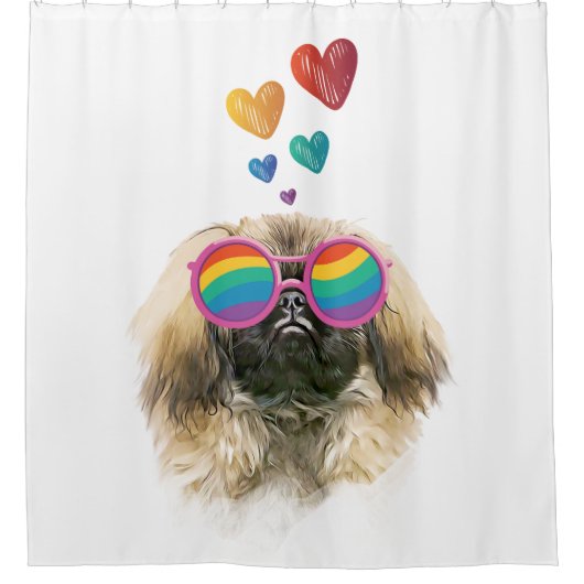Rideaux De Douche Pekingese Dog with Hearts Saint-Valentin (Devant)