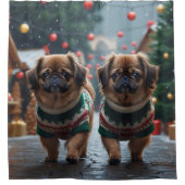 Rideaux De Douche Pekingese Dogs Christmas Snow Holiday (Devant)
