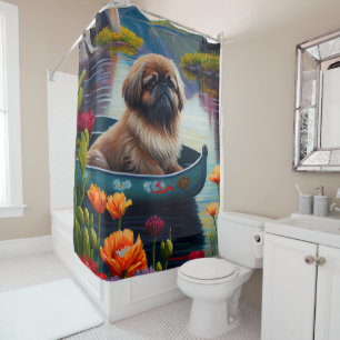 Rideaux De Douche Pekingese sur une pagaie : une aventure Pittoresqu