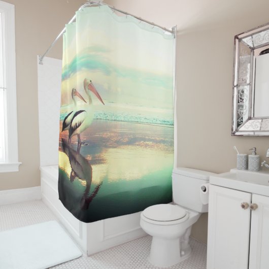 Rideaux De Douche Pélicans (En situation)