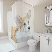 Rideaux De Douche Pembroke Welsh Corgi Peinture - Art Chien original (En situation)