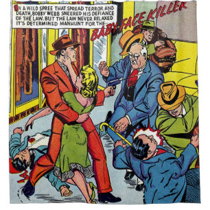 Rideaux De Douche Pénalité Bébé Visage Crime Vintage BD