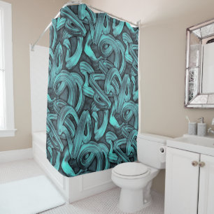 Rideaux De Douche pensée profonde - noir et turquoise :
