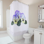 Rideaux De Douche Pensées violettes et crème (En situation)