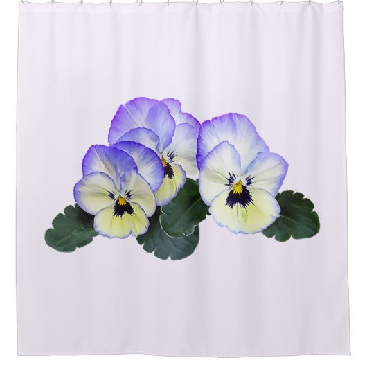 Rideaux De Douche Pensées violettes et crème (Devant)