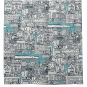 Rideaux De Douche Penzance toile indigo turquoise (Devant)