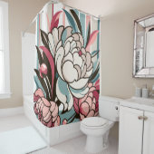 Rideaux De Douche Peonies Art Déco (En situation)