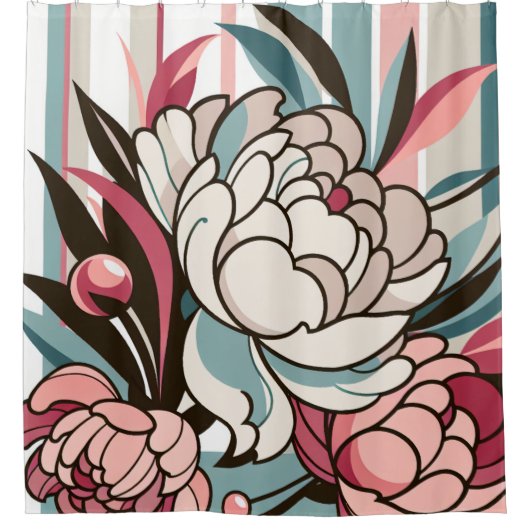 Rideaux De Douche Peonies Art Déco (Devant)
