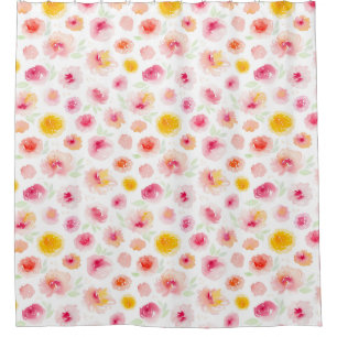 Rideaux De Douche Peonies roses Aquarelle Motif Floral