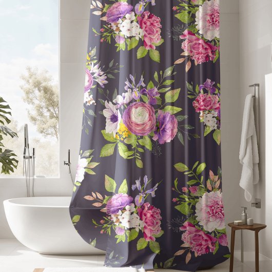 Rideaux De Douche Peonies roses et violettes Bouquet floral
