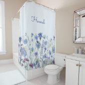 Rideaux De Douche Pépinière Fleur sauvage monochrome bleu (En situation)