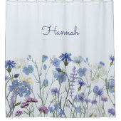 Rideaux De Douche Pépinière Fleur sauvage monochrome bleu (Devant)