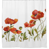 Rideaux De Douche Pépites rouges dans la brise aquarelle peinture (Devant)