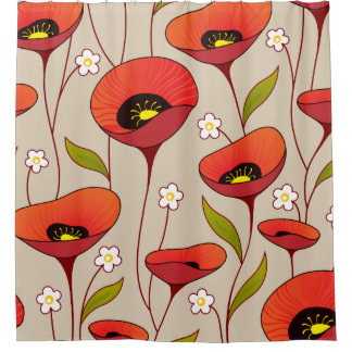 Rideaux De Douche Pépites rouges Fille fine Floral Retro