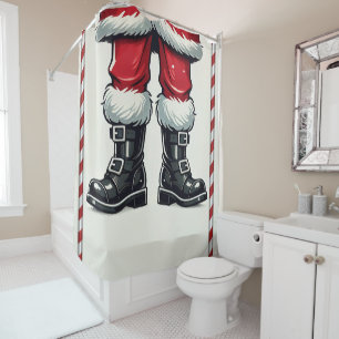 Rideaux De Douche Père Noël cool en bottes noires Noël Vacances