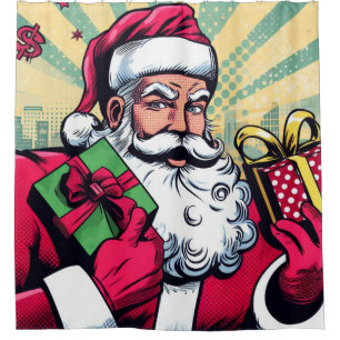 Rideaux De Douche Père Noël de bande dessinée/Noël