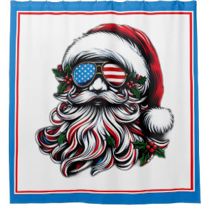 Rideaux De Douche Père Noël de Noël patriotique/américain