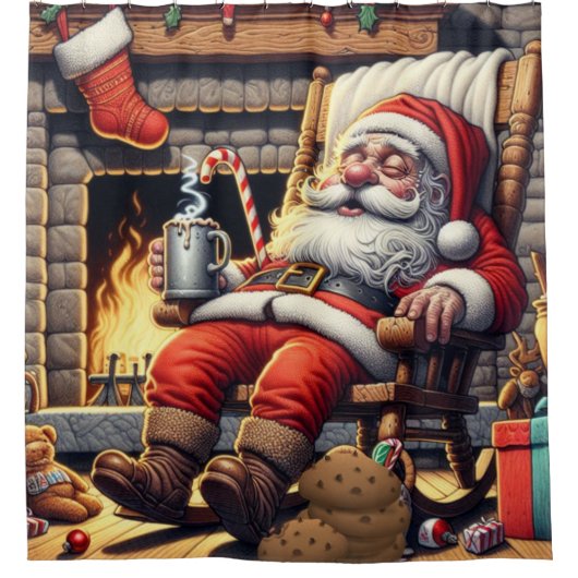 Rideaux De Douche Père Noël dort Noël (Devant)