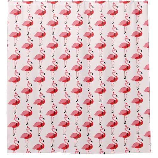 Rideaux De Douche Père Noël Flamant rose rose Noël (Devant)
