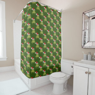 Rideaux De Douche père Noël Frog Green Christmas
