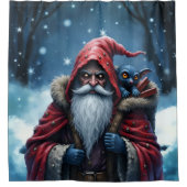 Rideaux De Douche Père Noël Frostbite et son elfe de malice. (Devant)