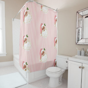 Rideaux De Douche Père Noël noir shabby vintage victorien rose