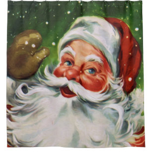 Rideaux De Douche Père Noël vintage font face à 1