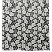 Rideaux De Douche Perles blanches dans des fleurs sur fond noir (Devant)