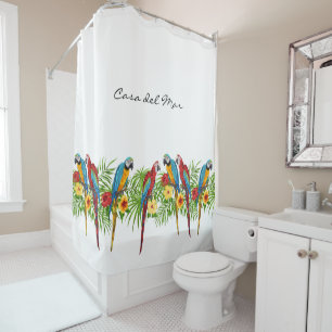 Rideaux De Douche Perroquets bleu tropical feuille nom de la maison 