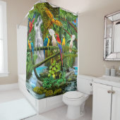 RIDEAUX DE DOUCHE PERROQUETS DANS LE PARADIS (En situation)