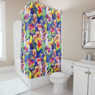 Rideaux De Douche Perroquets d'aquarelle