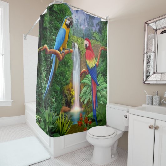 Rideaux De Douche Perroquets Tropicaux Ara (En situation)