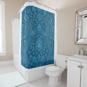Rideaux De Douche Persan Luxe Ce Motif Bleu Paon Riche