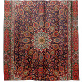 Rideaux De Douche Perse Tabriz Noir Radial Géométrique  (Devant)