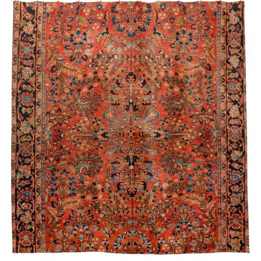 Rideaux De Douche Persia Sarouk Feuille jaune rouge  (Devant)