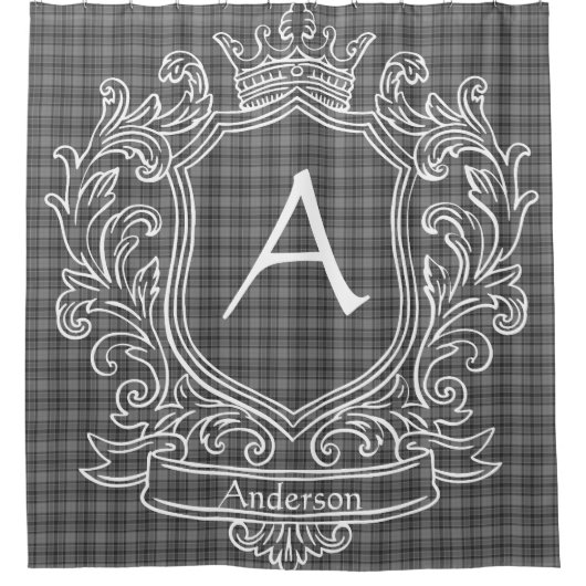 Rideaux De Douche Personalized Gray Tartan Plaid Shower Curtain (Devant)