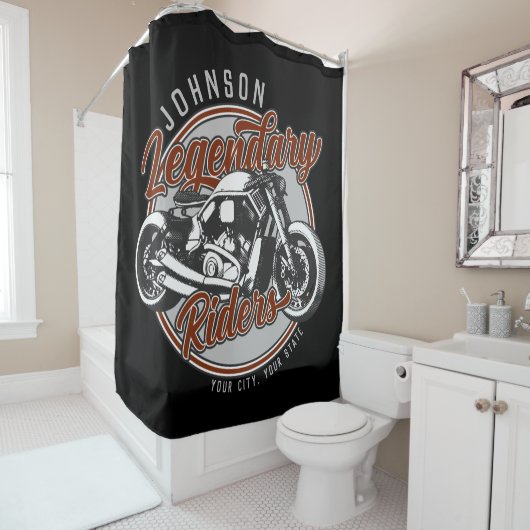 Rideaux De Douche Personalized Motorcycle Legendary Rider Biker (En situation)