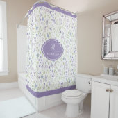 Rideaux De Douche Personalized Purple Floral Monogram (En situation)