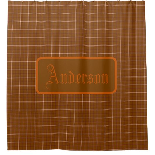 Rideaux De Douche Personalized Rust Red Orange Plaid Shower Curtain (Devant)